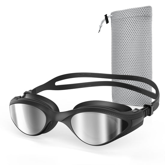 FISHOAKY Swim Goggles Polarized Swimming Goggles Anti-Fog Clear Vision No Leaking UV Protection Swim Goggles for Men Women Adult Youth Teens with Protective Bag