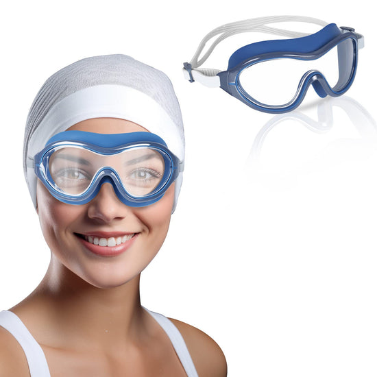 Zsling Swim GogglesG1 SE Swimming Goggles Anti-fog for Men Women Adults Youth Anti Fog No Leak Clear Wide Vision Goggles for Eyelash Extensions (Clear Lens Blue Frame)