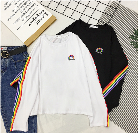 Loose Long Sleeve T-Shirt, Trendy Spring Autumn Style