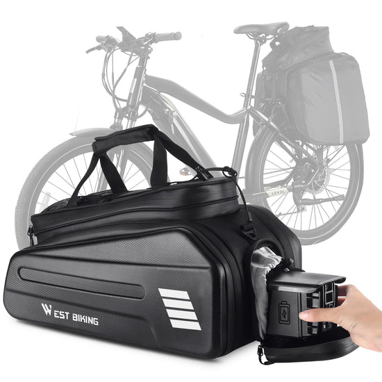 CHIMONA Ebike Battery Bag - Hard Shell E Bike Rack Bag 30L Electric Bicycle Rear Rack Bag Multifunction Large Pannier for Bicycle Electric Bike Rear Seat Bag Bike Trunk Bag for Bike Accessories