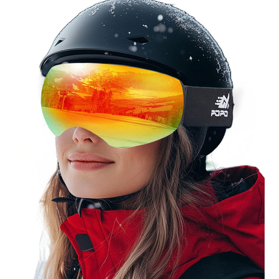 POPOACTI Polarized Ski Snowboard Goggles Magnetic Anti-Fog UV400OTG Design 100% UV Protection for Men Women Youth (Red)