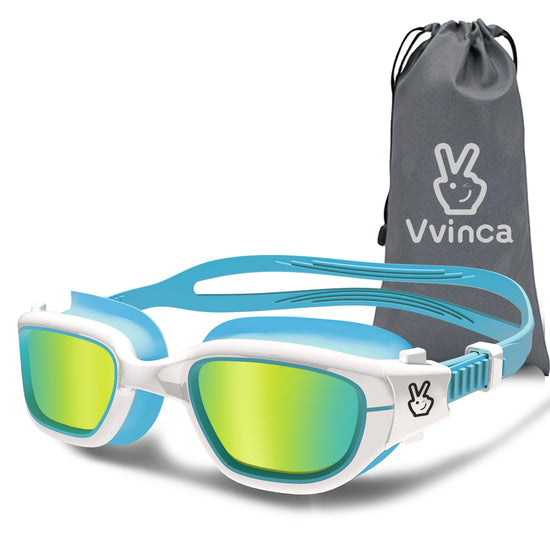 Vvinca Kids Swim Goggles Polarized Swimming Goggles for Kids 6-14 Anti Fog Anti UV No Leak Clear Vision with Quick Adjust