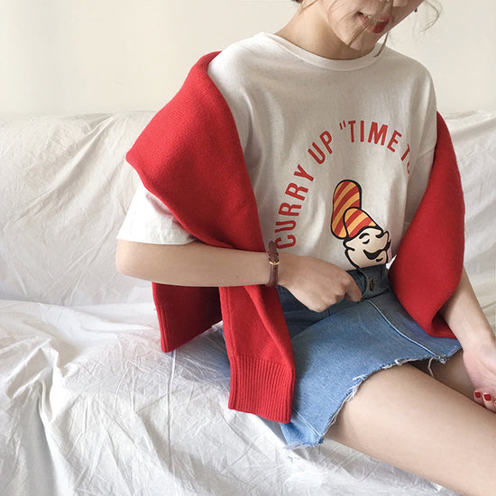 Printed Short Sleeve Round Neck T-Shirt Top